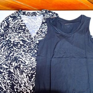 NEW! 2pc Set Stretch Jersey 3/4 Sleeve Cardigan with Sleeveless Top - Zebra